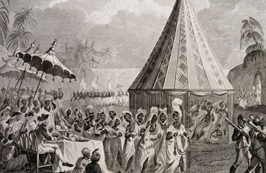 gravure : Procession publique des femmes du Roi, gravure Archibald Dalzel, 17930