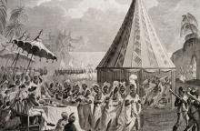 gravure : Procession publique des femmes du Roi, gravure Archibald Dalzel, 17930